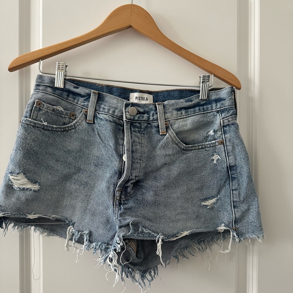 Pistola Nova distressed relaxed high rise shorts